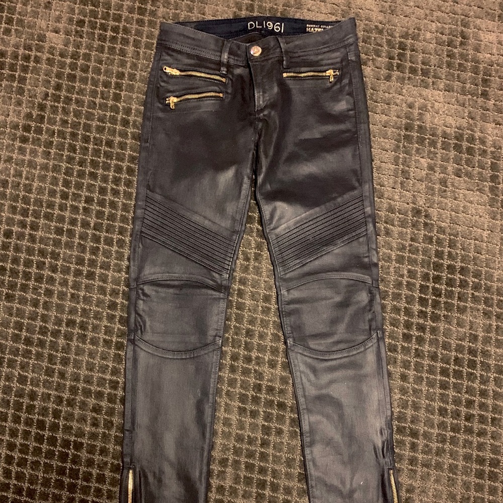 DL1961 Runway Collection Skinny Coated Moto Jeans